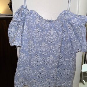 Ellison Blue Eyelet Lace Top